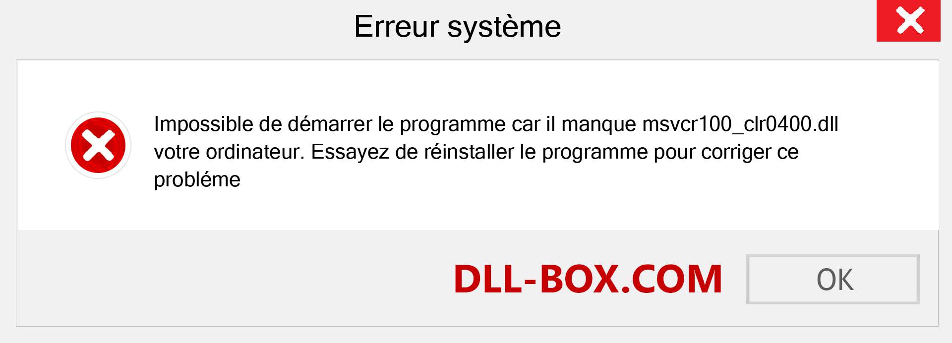 Le fichier msvcr100_clr0400.dll est manquant ?. Télécharger pour Windows 7, 8, 10 - Correction de l'erreur manquante msvcr100_clr0400 dll sur Windows, photos, images