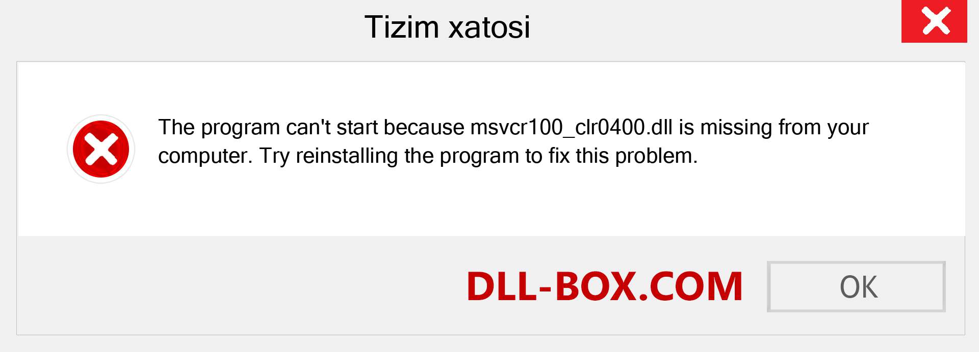 msvcr100_clr0400.dll fayli yo'qolganmi?. Windows 7, 8, 10 uchun yuklab olish - Windowsda msvcr100_clr0400 dll etishmayotgan xatoni tuzating, rasmlar, rasmlar